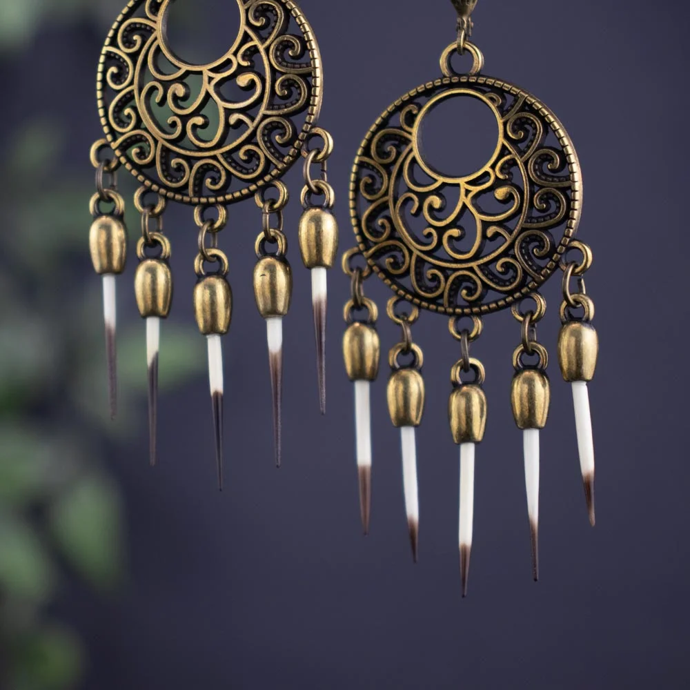 "Temple of the Spike" Earrings | Tribal Style Quill Earrings - Image 4