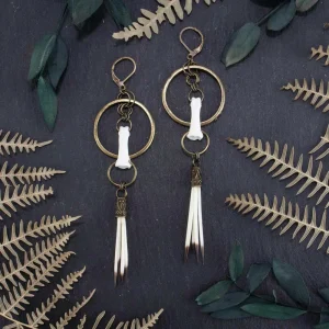 The Marten bone earrings displayed alongside other pieces from the Earth n Tradition collection, showcasing CurioWind’s cohesive tribal style.
