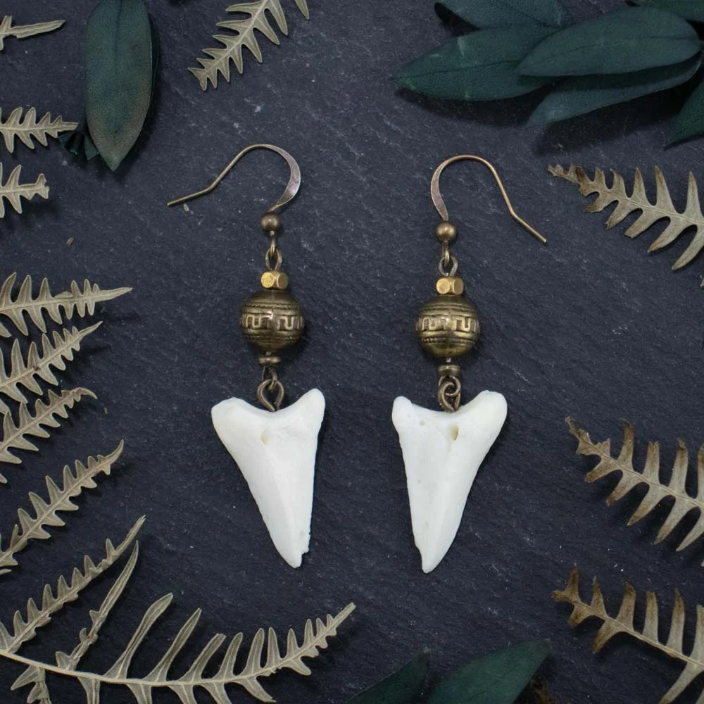 Ethnic style bone jewelry for women featuring ethically sourced deer bones and bronze.